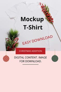 a t - shirt with christmas decorations on it and the text mockup t - shirt