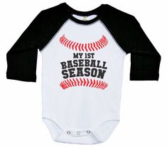 Colors: Black and White Grey and White Red and White Sizes: ﻿ 0-3m 3-6m 6-12m 12-18m 18-24m Softball Season, Cadeau Baby Shower, Funny Onesies, Baseball Baby, Newborn Romper, Baseball Season, Unisex Baby Clothes, Unisex Baby, Baby Shower Gift