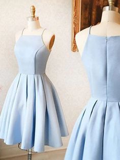 Spaghetti Straps Short Light Blue Prom Dresses Light Blue Quinceanera Dresses, Homecoming Dresses Under 100, Simple Homecoming Dresses, Quinceanera Dresses Blue, Light Blue Prom Dress, Cheap Homecoming Dresses, Blue Homecoming Dresses, Graduation Dresses, Light Blue Shorts