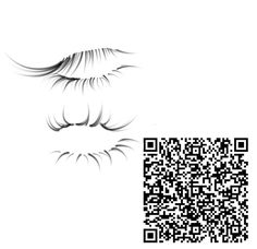 a qr code is shown next to an image of eyelashes