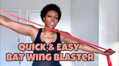 a woman is holding a bat with the words quick and easy bat wing blaster