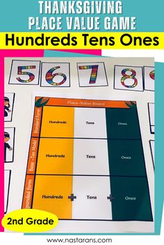 thanksgiving place value game for hundreds tens ones