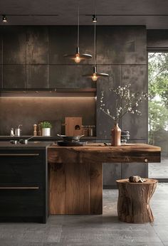 The Japandi style is a blend of Japanese and Scandinavian design philosophies that emphasize minimalism, functionality, natural materials, and a connection to n Kitchen Plants Decor, Japandi Dining Room Design, Interior Vintage, Rustic Dining Room, Japandi Style, House Design Kitchen, Kitchen Inspiration Design