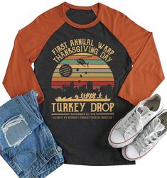 PRICES MAY VARY. ❤【T Shirt Material】Cotton blend, soft and skin-friendly, breathable, elastic ❤【T Shirt Detail】First Annual WKRP Thanksgiving Day Turkey Drop Letter Print, Fashion Vintage Graphic, Round Neck ,Long Sleeve, Casual T-shirt for Thanksgiving Day. ❤【T Shirt Occasion】 Fashion and funny style, Suit for Thanksgiving Vacation, parties, shopping, beer and wine parties and a variety of daily activities. ❤【T Shirt Season】Fall,Winter,Spring,Good Choice To Match With Your Favorite Skinny Jeans Wkrp Thanksgiving, Vintage Graphic Tees, Shirts Ideas, Shirts Vintage, Fall Tee, Shirt Detail, Graphic Tees Vintage, Thanksgiving Shirts, Vintage Graphic