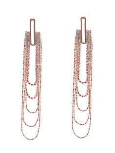 Fashion Earrings Rose Gold Plating Multi Lines Teardrop Earrings Rose Gold Metal Drop Crystal Earrings, Rose Gold Dangle Linear Earrings For Party, Rose Gold Crystal Dangle Earrings For Evening, Earrings Rose Gold, Rose Earrings, Rose Gold Earrings, Teardrop Earrings, Gold Plating, Fashion Earrings