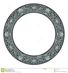 an oval frame with floral ornames on white background