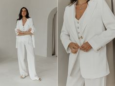 White Three peace linen suit Blazer Vest and Palazzo pants suit. Matching linen suit. Women's summer pants suit. Beige classic suit MATERIAL: Natural linen with the addition of cotton: 90% linen, 10% cotton. COLOURS: Kelly Green, Beige, Black, Lemon, Hot Pink, White WE OFFER TO UNPACK SUIT IN DIFFERENT SIZES Blaze and Pants (see the Variations) SIZES-LENGTH: XS size: Blazer-65cm, Sleeves-60cm, Pants-108cm S size: Blazer-67cm, Sleeves-61cm, Pants-109cm M size: Blazer-69cm, Sleeves-62cm, Pants-111 Suit Beige, White Linen Suit, Summer Pants Women, Womens Suits, Suit Material, Classic Suit, Linen Suit, Wedding White, Summer Pants