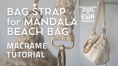 the bag strap for mandala beach bag is made from macrame yarn