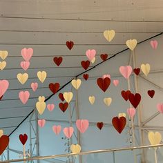 many hearts are hanging from the ceiling