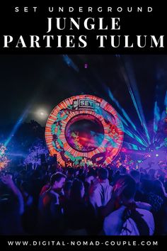 an image of people at a party with the words jungle parties tulum on it