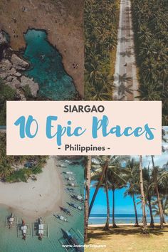 an aerial view of the beach and palm trees with text overlay reading 10 epic places