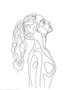 a drawing of a woman with long hair