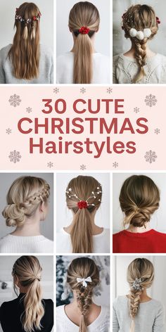 Cute Christmas Hairstyles For Kids, Hair Christmas Hairstyles, Easy Holiday Hairstyles, Holiday Hair Tutorial, Christmas Hairstyles For Kids, Cute Christmas Hairstyles, Hair Stail, Curly And Straight Hair