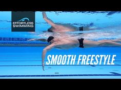 a man swimming in a pool with the words smooth freestyle