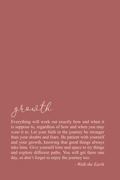 a pink background with the words growth written in white on it and an image of a plant