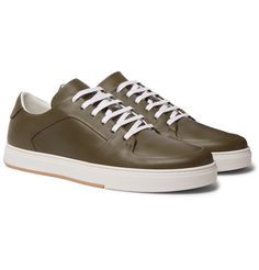 Bottega Veneta - Leather Sneakers - Men - Green Fendi Hoodie, English Shop, Designer Trainers, Trainer Sneakers, Green Leather, Mr Porter