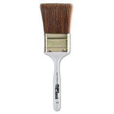 a white paint brush with brown bristles