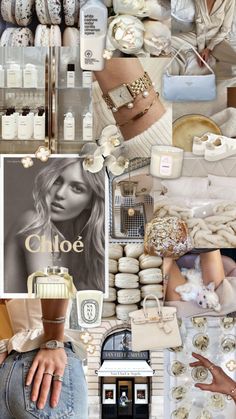 the collage shows many different types of clothing and accessories, such as bracelets