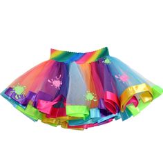 Rainbow fluffy slime tutu multilayer colorful skirt. Our twirly tulle tutu skirts are made from soft materials with two layers of white tulle underlying and separate layers of bright colored tulle with colorful satin ribbon bottoms. 🎀 Join Bubblegum Divas VIP list for giveaways, and discount codes. Click ➡️ https://bubblegumdivas.com/pages/bubblegum-divas-vip Slime Clothes, Baddie Jewelry, Birthday Party Rainbow, Roller Skating Outfits, Slime Birthday, Colorful Skirt, Vtuber Model, Slime Party, Rainbow Skirt