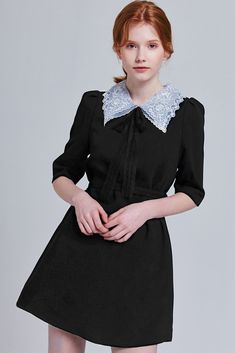 Briella Lace Collar Dress Collar Neck Dress, Lace Collar Dress, Goth Things, Collar Dresses, Wayne Gretzky, Girly Dresses, Magic School, Hotel Style, Young Fashion