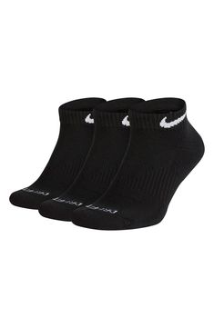 Sweat-wicking Dri-FIT knit with breathable mesh at the top of the foot and a fit-enhancing arch band ensure cool comfort in these cushioned low-profile socks. Pack of three pairs Polyester/cotton/spandex Machine wash, tumble dry Made in USA Comfortable Nike Sports Socks, Nike Sports Socks, Nike Anti-odor Socks For Sports, Nike Anti-odor Sports Socks, Nike Sporty Breathable Socks, Nike Breathable Functional Socks, Nike Breathable Training Socks, Nike Comfortable Anti-odor Socks, Nike Anti-odor Comfortable Socks