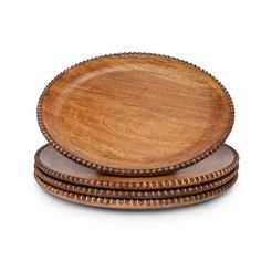 GG Collection S/4 Mango Wood Beaded Charger - 20% OFF Wood Plate Chargers, Everyday Centerpiece, Wooden Chargers, Brown Dinnerware, Wood Chargers, Gg Collection, Cheese Snacks, Round Table Top, Charger Plates