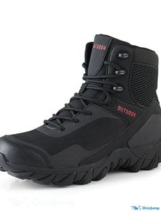 OrcaJump - Mens Casual Outdoor Hiking Booties/Ankle Boots in Black, Green, Army, and Brown for Fall and Winter Outdoor High Ankle Lace-up Boots With Rubber Sole, Wear-resistant Ankle-high Work Boots For Outdoor Activities, Casual Breathable Boots For Outdoor Work, Combat Boots With Rubber Sole For Hiking, Ankle Martin Boots With Reinforced Toe For Hiking, Black Work Boots With Rubber Sole For Outdoor, Black Boots With Rubber Sole For Outdoor, High Ankle Boots With Rubber Sole For Outdoor Activities, High Ankle Boots With Rubber Sole For Outdoor