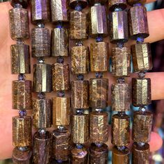 Natural Bronzite Tube Faceted Beads 10x14mm available. Natural Gemstone Beads All beads are 15 inches per strand. 4mm is 90--93pcs per strand 6mm is 60--63pcs per strand 8mm is 46--48pcs per strand 10mm is 37--38pcs per strand 12mm is 30--32pcs per strand 14mm is 26--27pcs per strand If you need more gemstone beads, please feel free to tell us. Chip Beads, Faceted Bead, Stone Beads, Gemstone Beads, To Tell