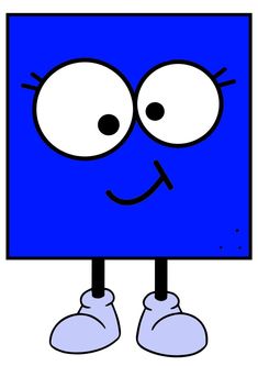 a cartoon blue square with eyes and legs