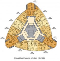 the floor plan for an apartment building with two floors and three levels, including several rooms