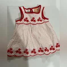 Genuine Baby By Oshkosh Baby Girl Size 6 Months Red And White Cotton Dress With Diaper Cover Panties New With Tags Smoke Free Home Vintage Dress Never Worn Red Cotton Dress For Playtime, Cute Red Cotton Dress, Red Sleeveless Dress For Playtime, Jean Overall Dress, Pink Plaid Dress, Denim Jumper Dress, Oshkosh Baby, Ls Dress, Green Dress Casual