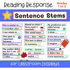 a poster with words and pictures for reading response