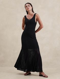 Open-Stitch Lace Maxi Dress | Banana Republic Lace Maxi, Lace Maxi Dress, Black Maxi Dress, Cocktail Dress Party, A Line Skirt, Empire Waist, Fit & Flare, Elegant Dresses, Jumpsuit Dress