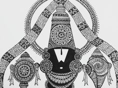 an intricately designed black and white drawing