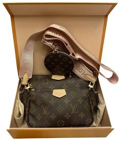 LOUIS VUITTON | Pochette Multi Accessories Gold Brown Ca, Gold/Brown, (One Size) | Tradesy Accessories Gold, Louis Vuitton Pochette, Brown Canvas, Brown Gold, Louis Vuitton Monogram, Cross Body, Second Hand, Louis Vuitton, Monogram