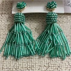 Beautiful Greenish Color Nwt Tassel Earrings Elegant Green Tassel Earrings For Summer, Green Dangle Earrings For Spring, Spring Green Dangle Earrings, Adjustable Tassel Earrings For Spring Party, Tassel Earrings, Tassels, Jewelry Earrings, Fast Delivery, Womens Sizes