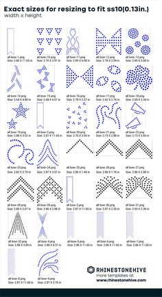 the instructions for how to draw different shapes and sizes in cross stitch, crochet or