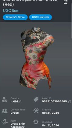 an image of a dress on the app store's webpage, with text below it