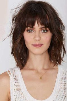 23 Gorgeous Medium Hairstyles With Bangs 2017 Haircuts For Frizzy Hair, Modern Shag Haircut, Haircut Styles, Wavy Hairstyles, 2015 Hairstyles, Mid Length Hair