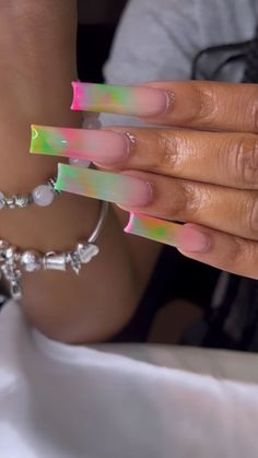 Spring Nails Square Long, Trending Nail Colors, Nail Colors And Designs, Mani Nails, French Pink, Polygel Nails