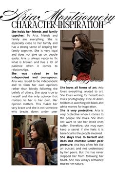 an article about character inspiration in the book, which features pictures of women with different hair types