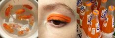 an orange eyeliner is being used to cover the eyes