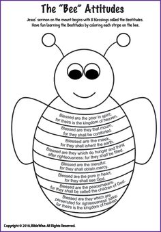 the bee's attributes coloring page for kids to color and write on their own paper