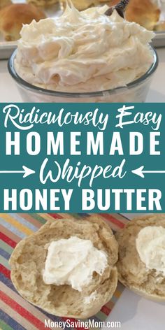 homemade whipped honey butter recipe with text overlay