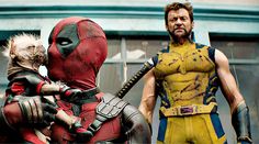 deadpool and wolverine are in the middle of an action scene with one being hugged by another