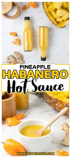 pineapple habanero hot sauce in a white bowl