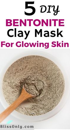 Diy Bentonite Clay Mask, Recipes For Glowing Skin, Clay Mask Recipe, Bentonite Clay Benefits, Bentonite Clay Face Mask, Bentonite Clay Mask, Mask Recipes, Blackhead Mask, Glowing Skin Mask