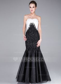 [€ 149.90] Trumpet/Mermaid Sweetheart Floor-Length Taffeta Organza Evening Dress With Lace (008042330) Formal Dresses Cheap, Affordable Evening Dresses, Pagan Wedding, Mermaid Sweetheart, Black Attire, Cheap Evening Dresses, Trumpet Gown, Grad Dresses, Wedding Bridesmaid