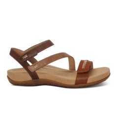 Aetrex Women's Gabby Adjustable Quarter Strap Sandal Cognac Feet Shoes, Outdoor Sandals, Foot Pain, Arch Support, Strap Sandals, Top Rated, Cognac, Sale Items, Memory Foam