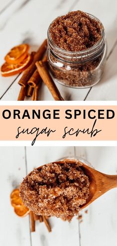 Experience the warmth of the season with this Orange Spiced Sugar Scrub! Our unique blend of cinnamon, allspice, and sweet orange will fill your senses with a comforting scent while gently exfoliating and nourishing your skin. Transform your shower into a luxurious spa-like experience with Orange Spiced Sugar Scrub - the perfect way to show your skin some love this fall. Follow the link for the super easy DIY recipe! Fall Lip Scrub Diy, Fall Bath Products, Orange Gift Ideas, Homemade Self Care Products, Foaming Sugar Scrub Recipe, Sugar Scrubs Recipes, Brown Sugar Scrub Diy, Home Made Sugar Scrub, Scrub Diy Exfoliating